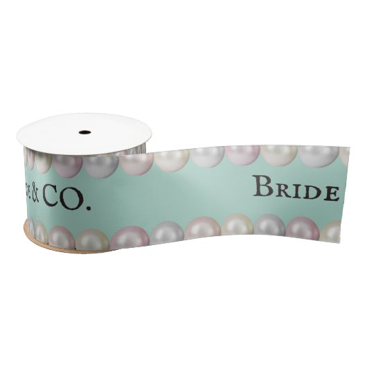 Elegant Bride & Co Blauwgroen Blue Pearl Vrijgezel Satijnen Lint (Spoel)