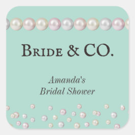 Elegant Bride & Co Blauwgroen Blue Pearl Vrijgezel Vierkante Sticker