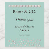 Elegant Bride & Co Blauwgroen Blue Pearl Vrijgezel Wijn Etiket (Enkel label)