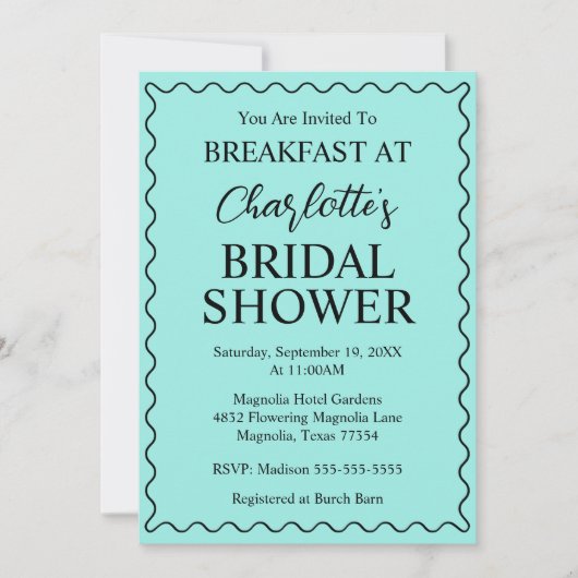 Elegant Bride & Co. Bridal Shower Teal Kaart (Voorkant)