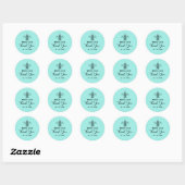 Elegant Bride & Co. Bridal Shower Teal Ronde Sticker (Vel)