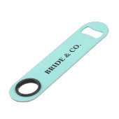 Elegant Bride & Co. Bruidsfeest Turquoise Speed Flessenopener (Voorkant Gekanteld)