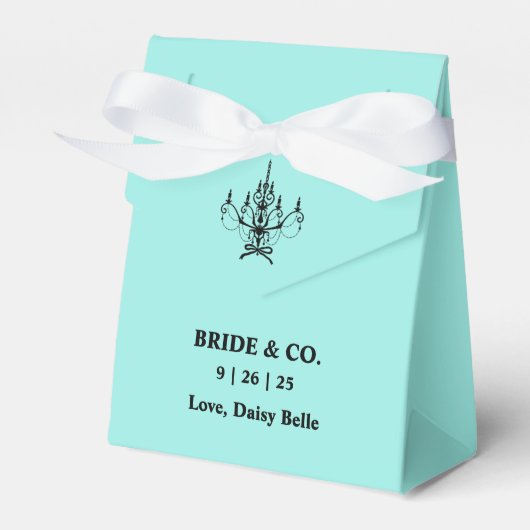 Elegant Bride & Co. Bruiloft Teal Bedankdoosjes (Voorkant Zijde)