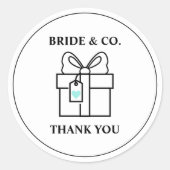 Elegant Bride & Co. Bruiloft Turquoise Ronde Sticker (Voorkant)