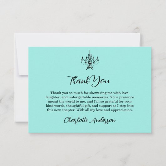 Elegant Bride & Co. Bruiloftsfeest Teal Bedankkaart (Voorkant)