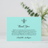 Elegant Bride & Co. Bruiloftsfeest Teal Bedankkaart (Staand voorkant)