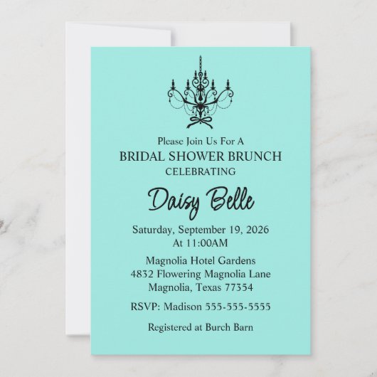 Elegant Bride & Co. Bruiloftsfeest Teal Kaart (Voorkant)