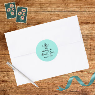 Elegant Bride & Co. Bruiloftsfeest Teal Ronde Sticker