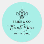 Elegant Bride & Co. Bruiloftsfeest Teal Ronde Sticker (Voorkant)