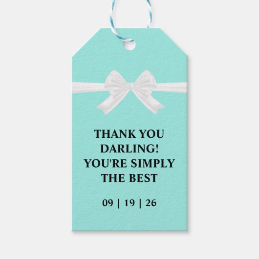 Elegant Bride & Co. Bruiloftstheeceremonie Teal Cadeaulabel (Voorkant)