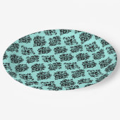 Elegant Bride & Co. Damast Bruidsfeest Teal Papieren Bordje (Gekanteld)