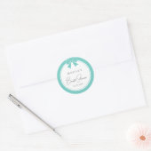 Elegant Bride & Co. Turkoois Lint Bruidsfeest Ronde Sticker (Envelop)