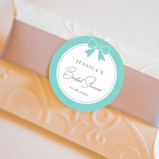 Elegant Bride & Co. Turkoois Lint Bruidsfeest Ronde Sticker