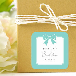 Elegant Bride & Co. Turquoise Blauwe Strik Bruidsc Vierkante Sticker