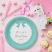 Elegant Bride & Co. Turquoise Blauwe Strik Bruidsf Papieren Bordje (Feest)