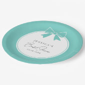 Elegant Bride & Co. Turquoise Blauwe Strik Bruidsf Papieren Bordje (Gekanteld)