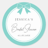 Elegant Bride & Co. Turquoise Blauwe Strik Bruidsf Ronde Sticker (Voorkant)