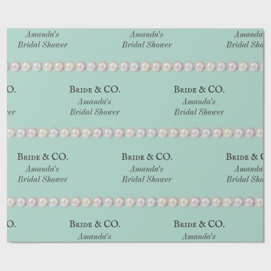 Elegant Bride & Co Turquoise Parel Bruidsdouche Cadeaupapier (Vlak)