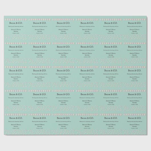 Elegant Bride & Co Turquoise Parel Bruiloftsfeest Cadeaupapier (Vlak)