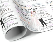 Elegant bride en bruinnamen bruiloft paper cadeaupapier (Rol Hoek)