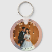 Elegant Bride en Groom Couple Photo Wedding Favor Sleutelhanger (Voorkant)