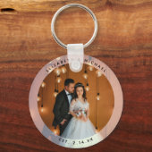 Elegant Bride en Groom Couple Photo Wedding Favor Sleutelhanger (Voorkant)