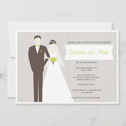 Elegant Bride en Groom Couples Shower Invitation Kaart (Voorkant)
