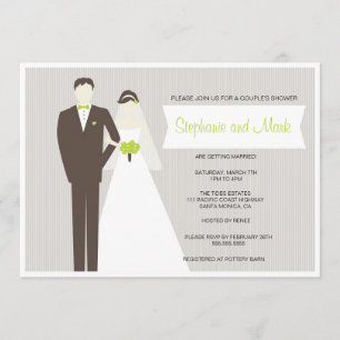 Elegant Bride en Groom Couples Shower Invitation Kaart