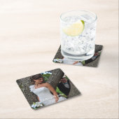 Elegant Bride en Groom Custom Photo Square Paper Kartonnen Onderzetters (Insitu)