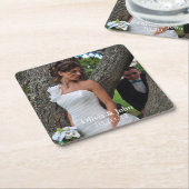 Elegant Bride en Groom Custom Photo Square Paper Kartonnen Onderzetters (Schuin)