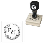 Elegant Bride en Groom Initialen Monogram Weddensc Rubberstempel (Gestempeld)