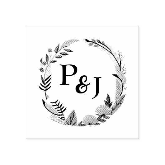 Elegant Bride en Groom Initialen Monogram Weddensc Rubberstempel (Afrduk)