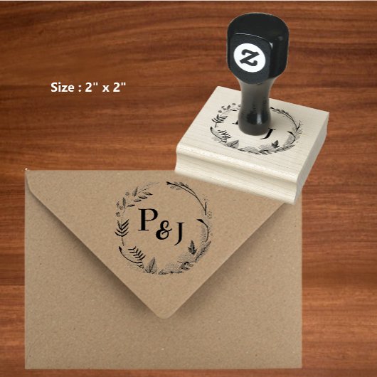 Elegant Bride en Groom Initialen Monogram Weddensc Rubberstempel