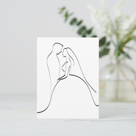 Elegant Bride en Groom Silhouette Sjabloon Briefkaart (Staand voorkant)
