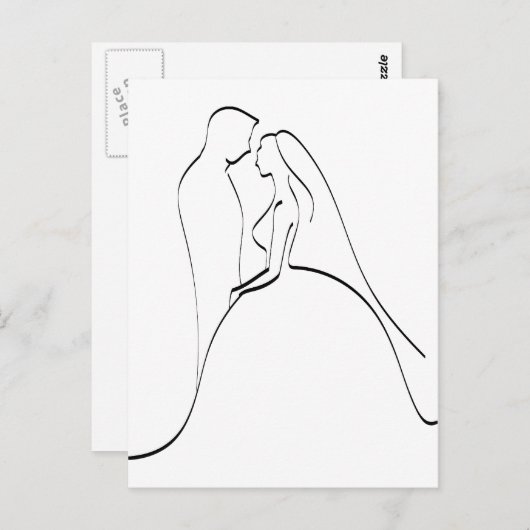 Elegant Bride en Groom Silhouette Sjabloon Briefkaart (Voorkant / Achterkant)