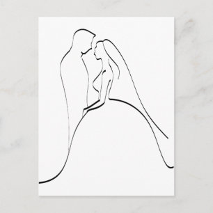 Elegant Bride en Groom Silhouette Sjabloon Briefkaart