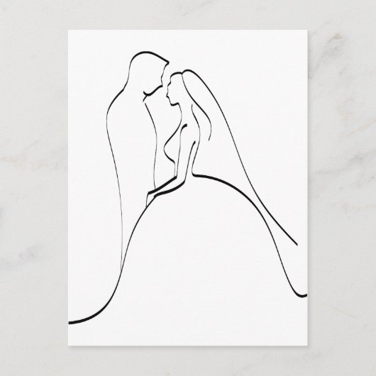 Elegant Bride en Groom Silhouette Sjabloon Briefkaart (Voorkant)