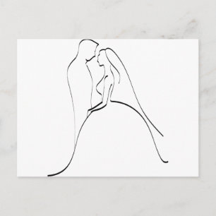 Elegant Bride en Groom Silhouette Sjabloon Briefkaart