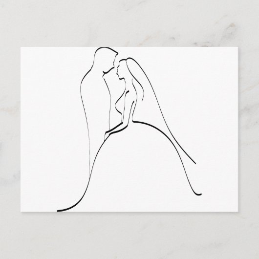 Elegant Bride en Groom Silhouette Sjabloon Briefkaart (Voorkant)
