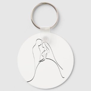 Elegant Bride en Groom Silhouette Sjabloon Sleutelhanger