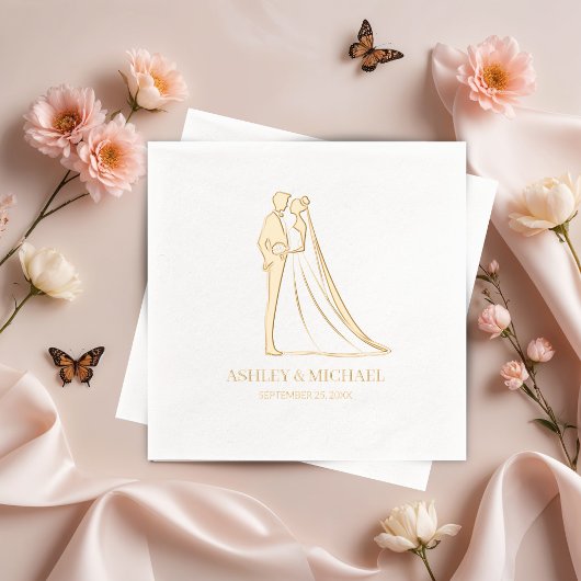 Elegant Bride en Groom Wedding Folie Servetten