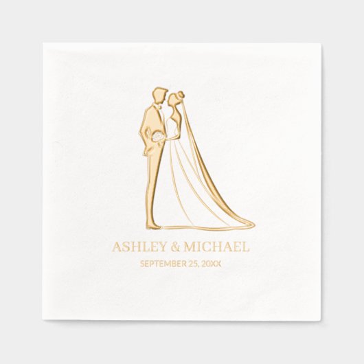 Elegant Bride en Groom Wedding Folie Servetten (Voorkant)