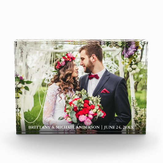 Elegant Bride en Groom Wedding Photo Block Fotoblokken (Voorkant)