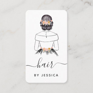 Elegant Bride Floral Chic Hairstyle Braid QR Code Visitekaartje