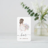 Elegant Bride Floral Wavy Hairstyle Braid Voeg Log Visitekaartje (Staand voorkant)