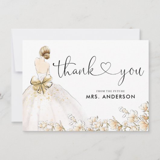 Elegant Bride Gown Dress Gold Floral Vrijgezellenf (Voorkant)