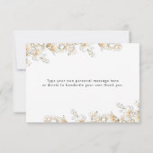 Elegant Bride Gown Dress Gold Floral Vrijgezellenf Bedankkaart (Achterkant)