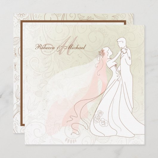 Elegant Bride & Groom First Dance Wedding Invites Kaart (Voorkant / Achterkant)