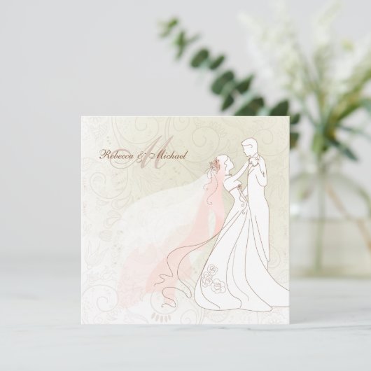 Elegant Bride & Groom First Dance Wedding Invites Kaart (Staand voorkant)