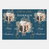 Elegant Bride & Groom Foto/Naam Drie Kleur Inpakpapier Vel (Voorkant 3)